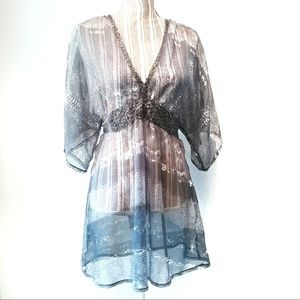 NWT Rhona Sutton Sheer Charcoal Snake Cover Up M
